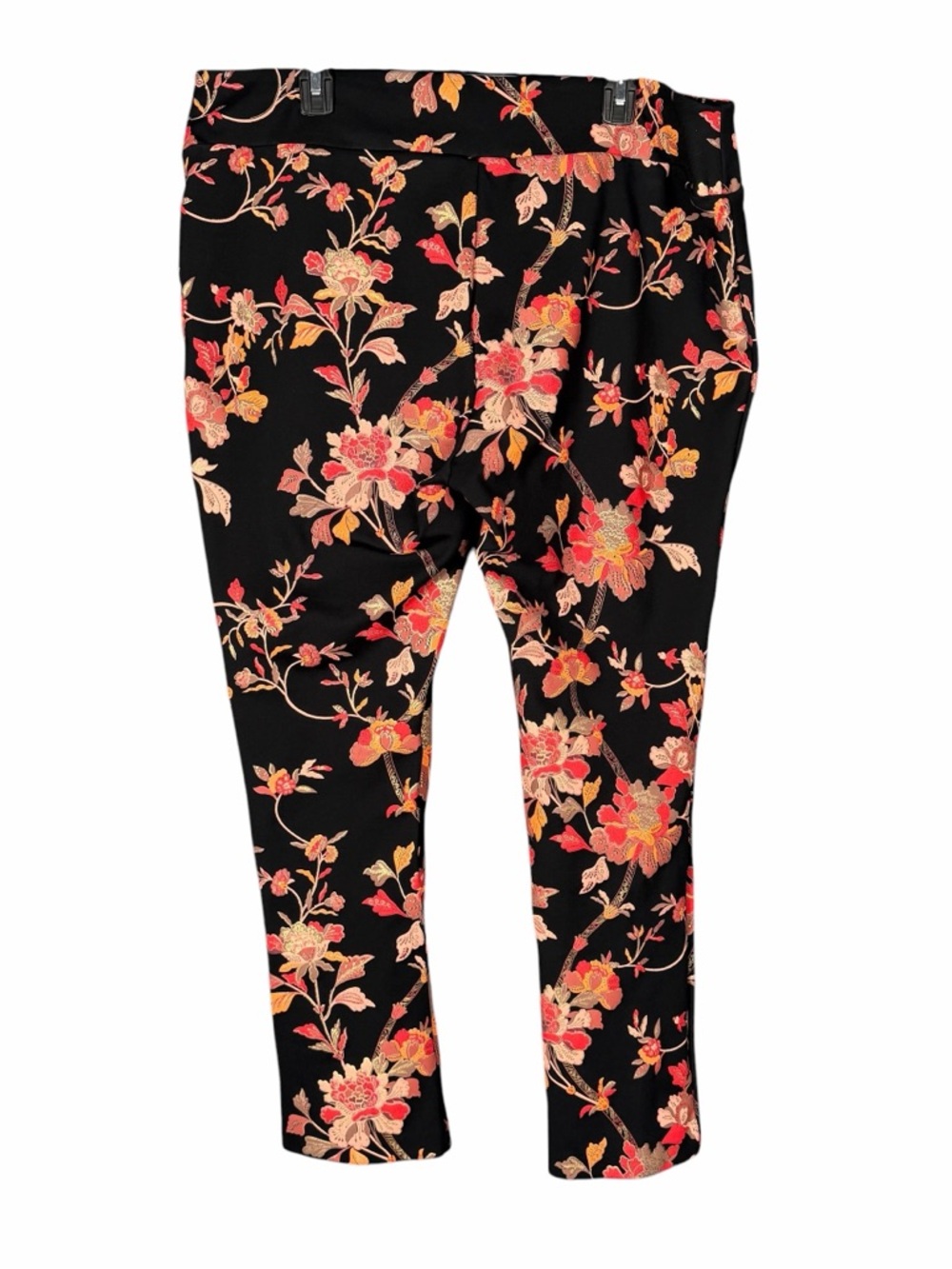 Soft Surroundings Ponte Pants Size 1X Black Floral Straight Leg Ankle Pull On - Picture 2 of 6